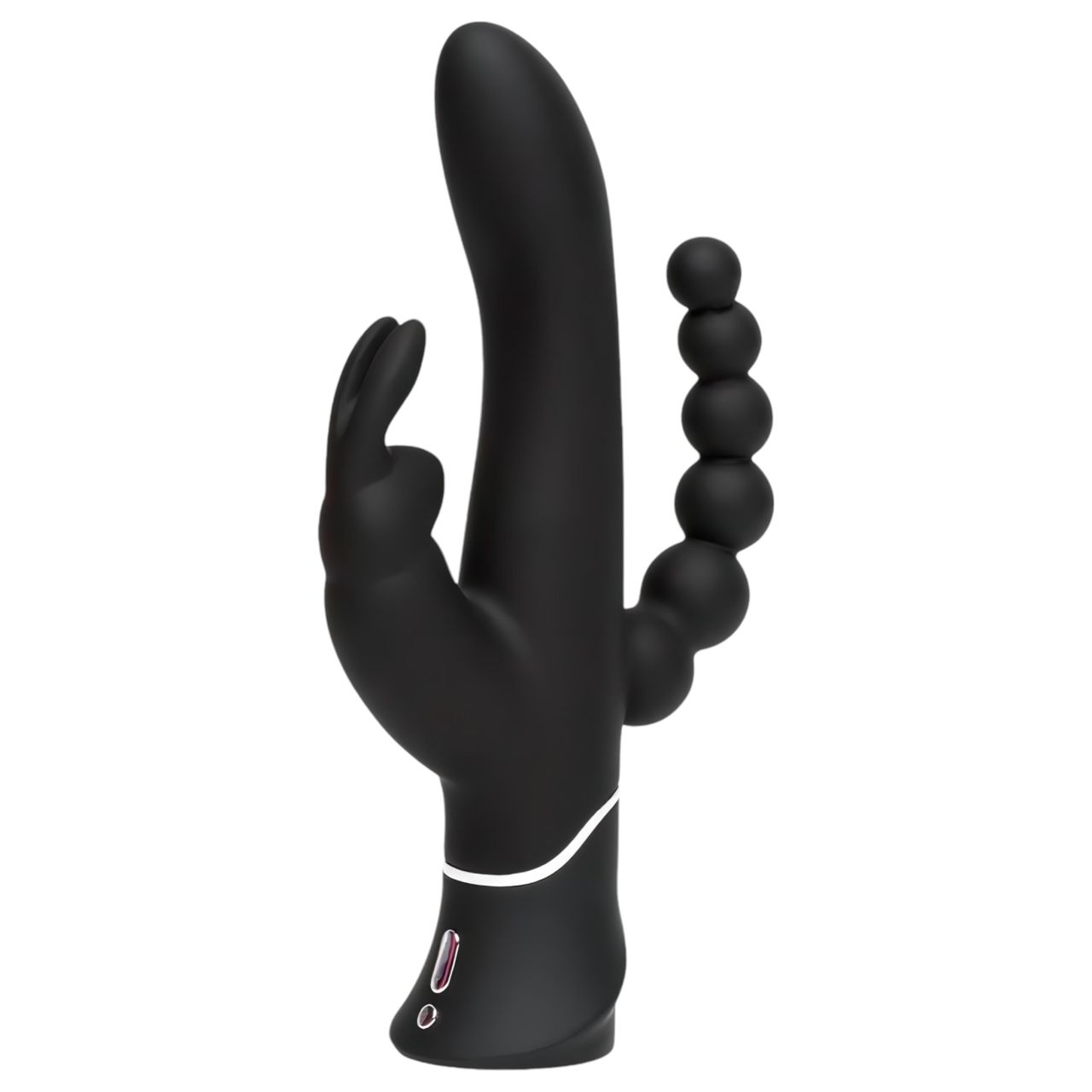 Happyrabbit Triple - akkus csikló- és análkaros vibrátor (fekete)