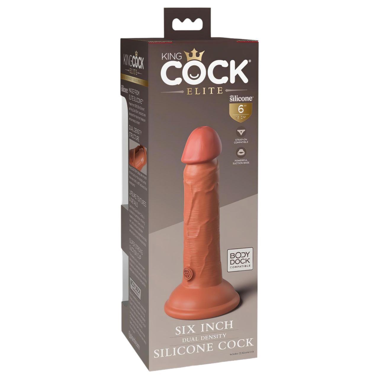 King Cock Elite 6 - tapadókorongos, élethű dildó (15 cm) - sötét King Cock Elite 6 - tapadókorongos, élethű dildó (15 cm) - sötét