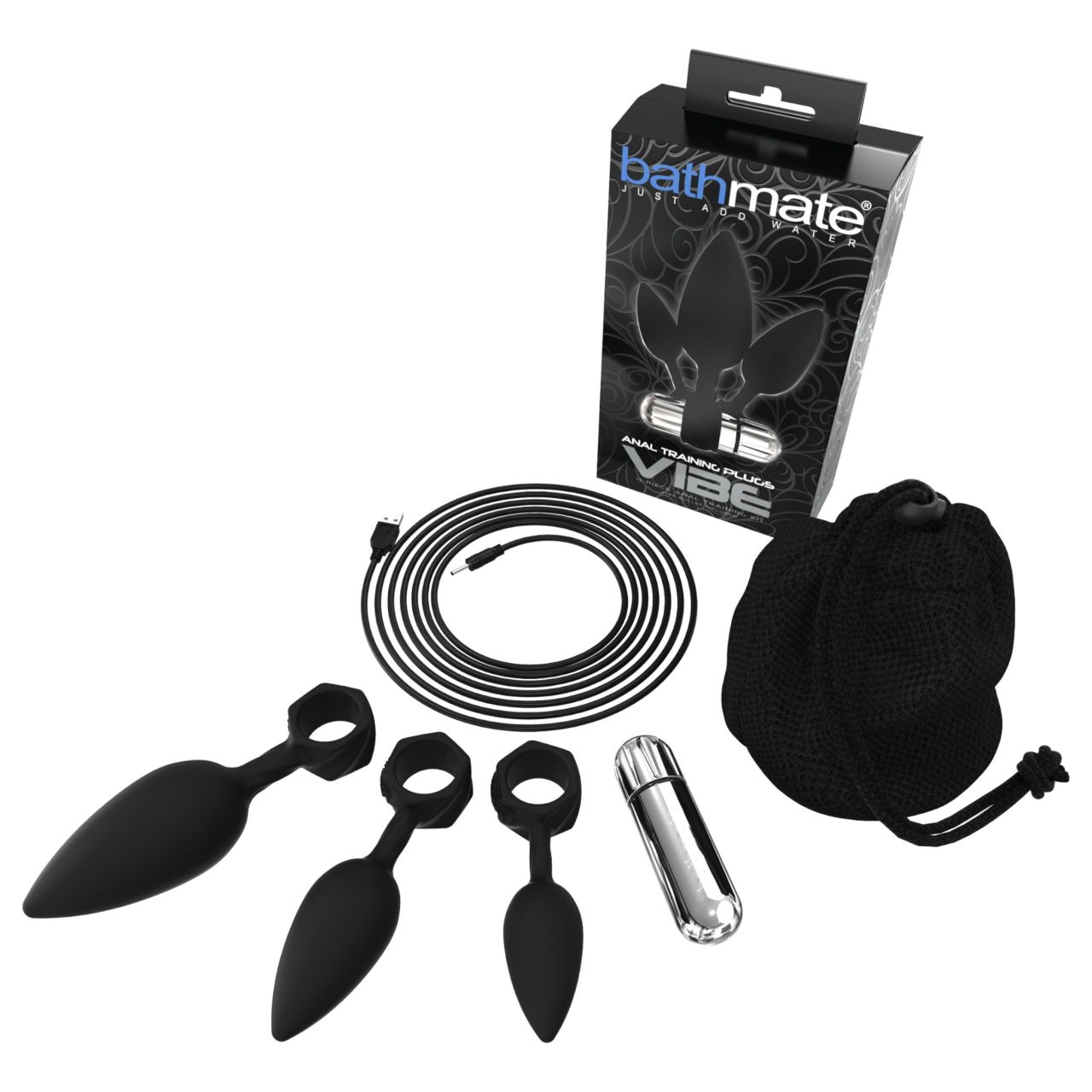 Bathmate Anal Training Plugs Vibe - vibrációs anál plug szett (fekete)