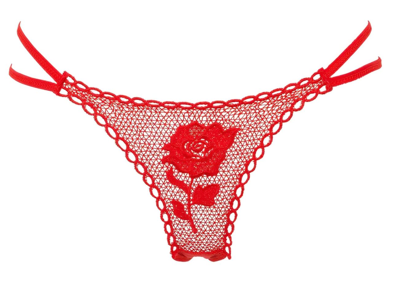 Panty Rose - piros rózsaszálba rejtett tanga (S-L)