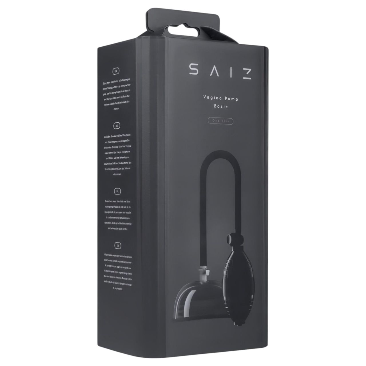 Saiz Basic - kézi punci pumpa nőknek (átlátszó-fekete)
