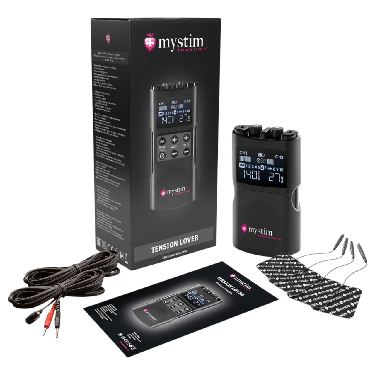mystim Tension Lover 2 - digitális elektro szett (fekete)