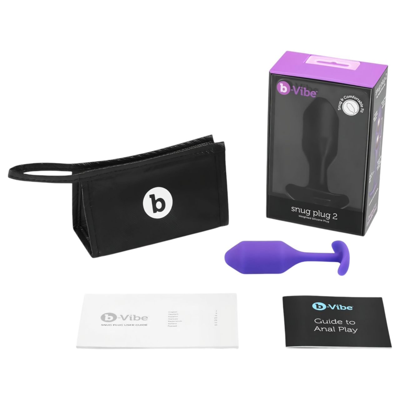 b-Vibe Snug Plug 2 - dupla golyós anál plug (114 g, lila) b-Vibe Snug Plug 2 - dupla golyós anál plug (114 g, lila)