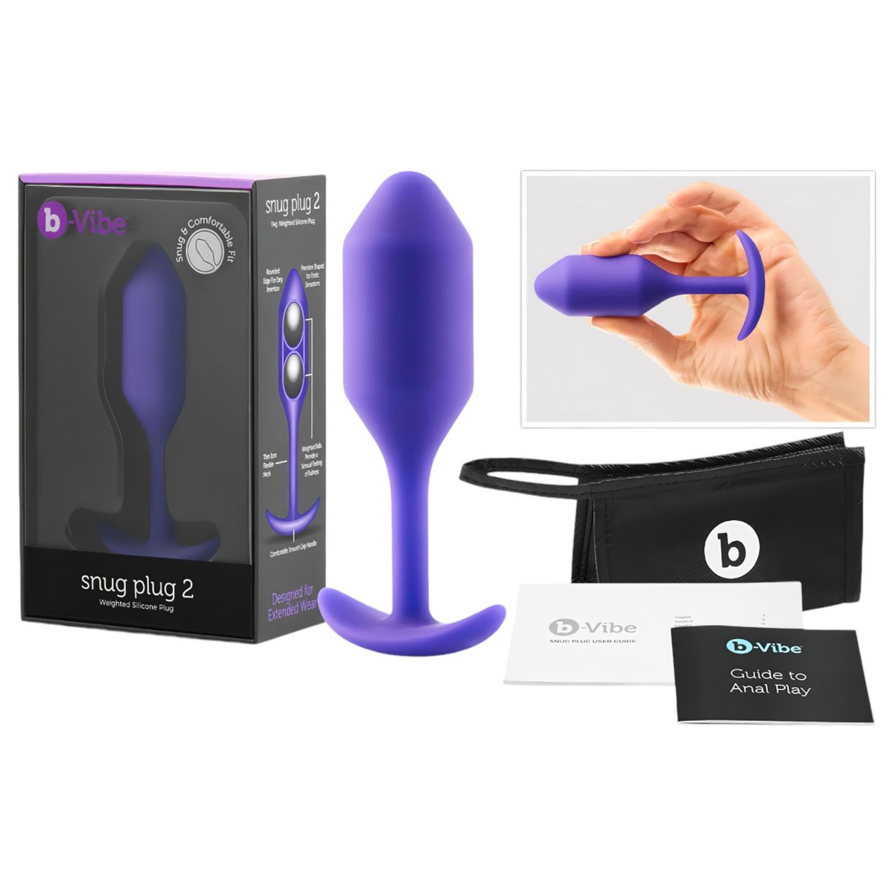 b-Vibe Snug Plug 2 - dupla golyós anál plug (114 g, lila)