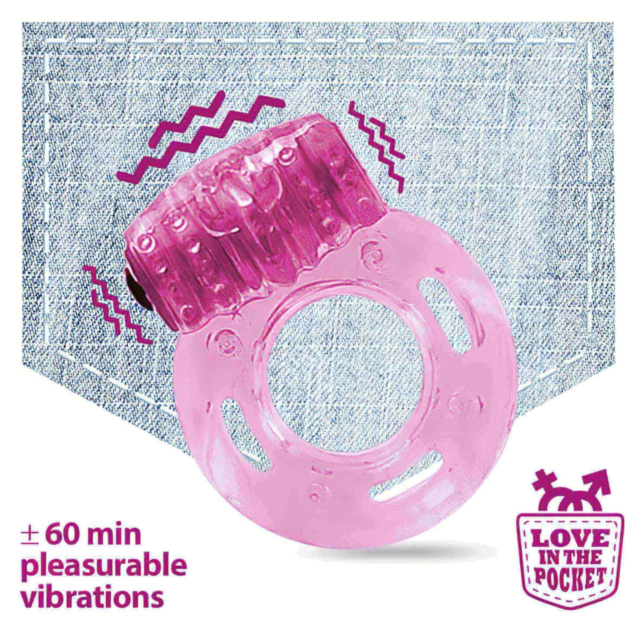 Love in the Pocket - egyszeri vibrációs péniszgyűrű (pink) Love in the Pocket - egyszeri vibrációs péniszgyűrű (pink)