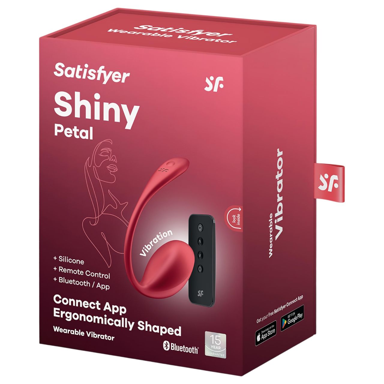 Satisfyer Shiny Petal - hordható rádiós vibrotojás (piros)