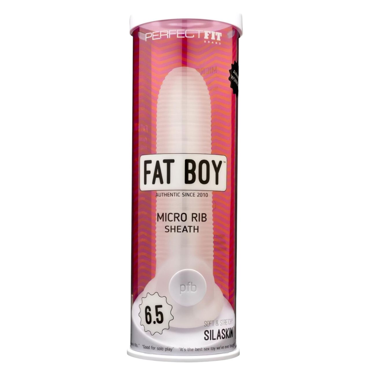 Perfect Fit - Fat Boy Micro Ribbed - péniszköpeny (17 cm, fehér)
