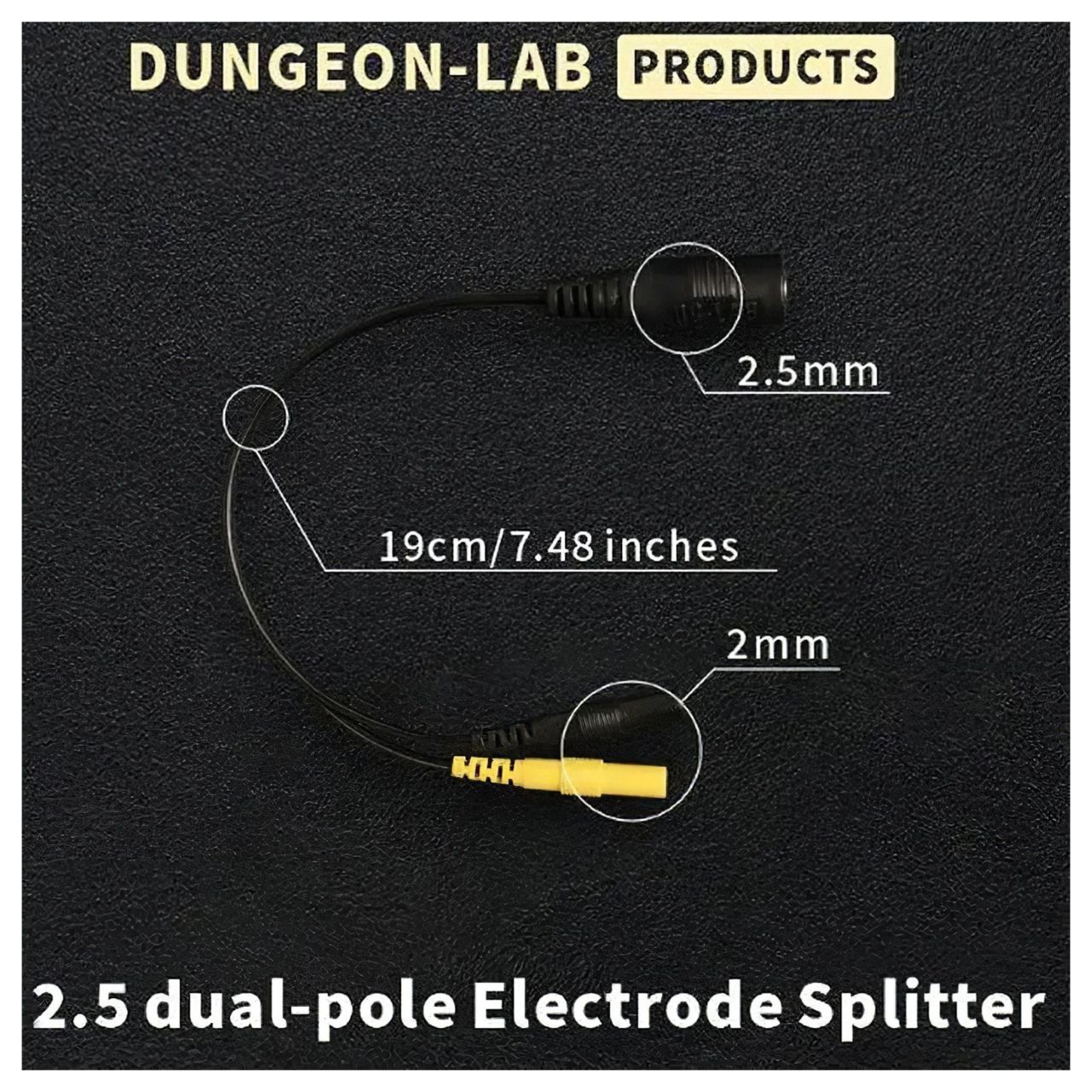 DG-LAB - elektróda elosztó 2,5 mm-es aljzatról 2 mm-esre (fekete)