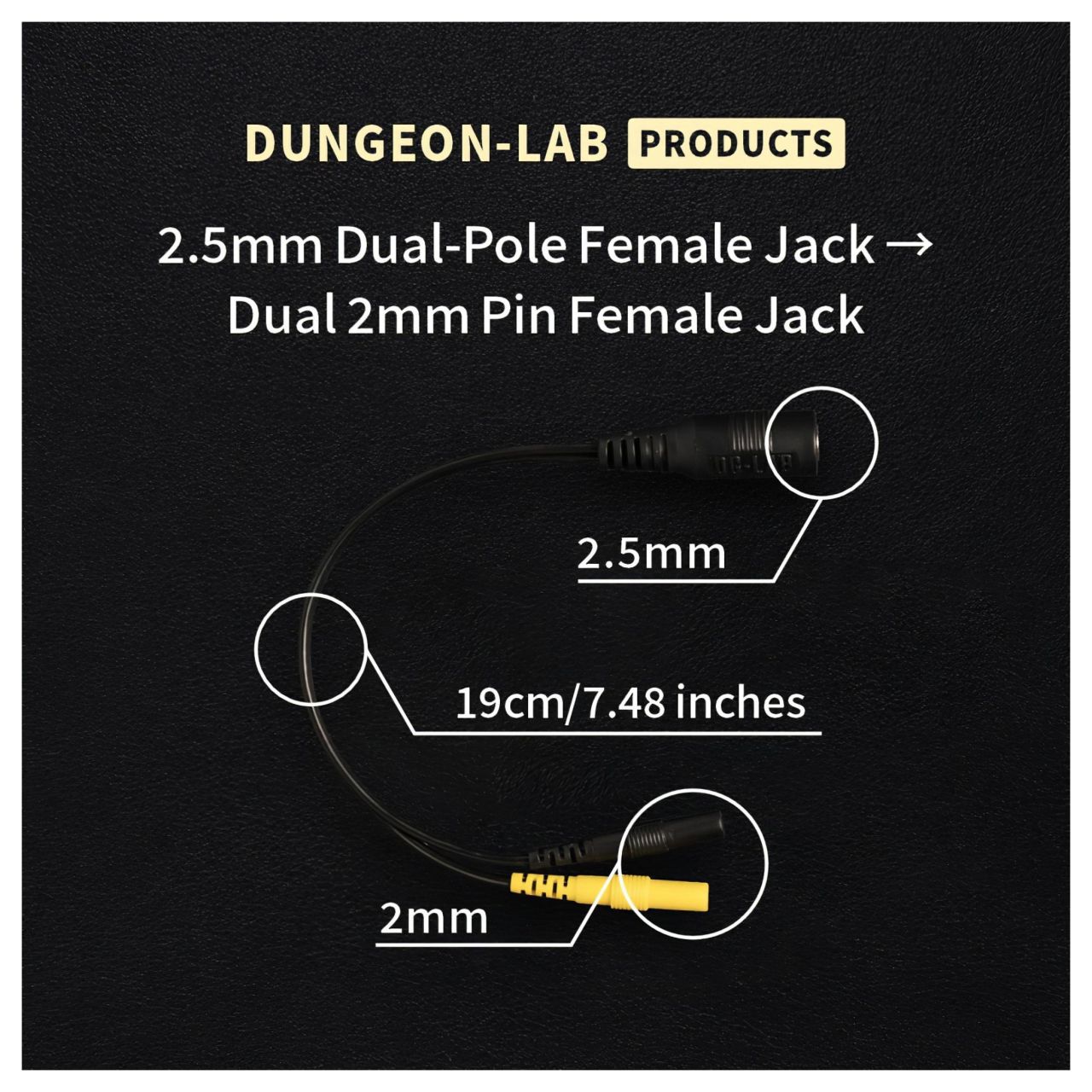 DG-LAB - elektróda elosztó 2,5 mm-es aljzatról 2 mm-esre (fekete)