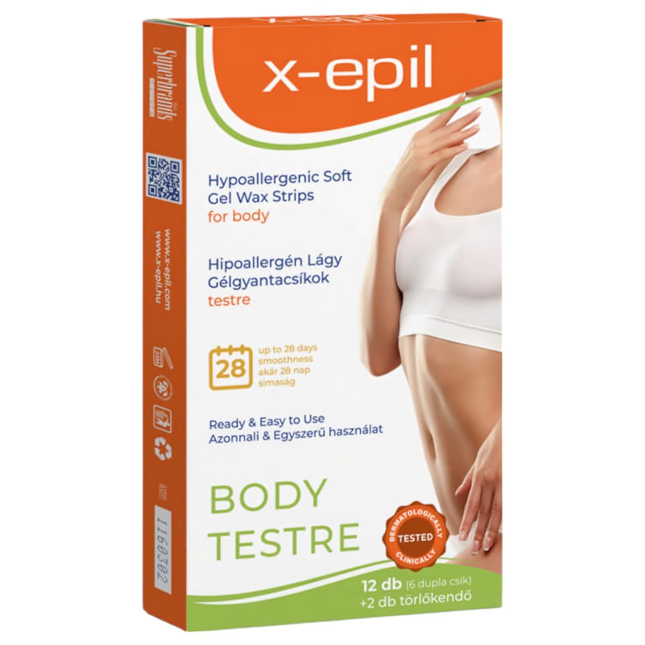 X-Epil - hipoallergén szőrtelenítő gélgyantacsík testre (12 db)