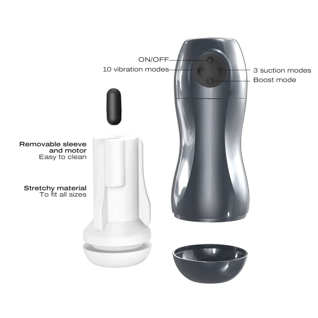 Dorcel Blowjoy Vibe - szívó és vibrációs akkus maszturbátor (szürke) Dorcel Blowjoy Vibe - szívó és vibrációs akkus maszturbátor (szürke)