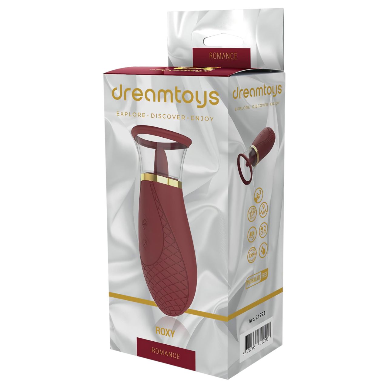 Dreamtoys Roxy - léghullámos szívó-nyaló csiklóizgató vibrátor (bordó)