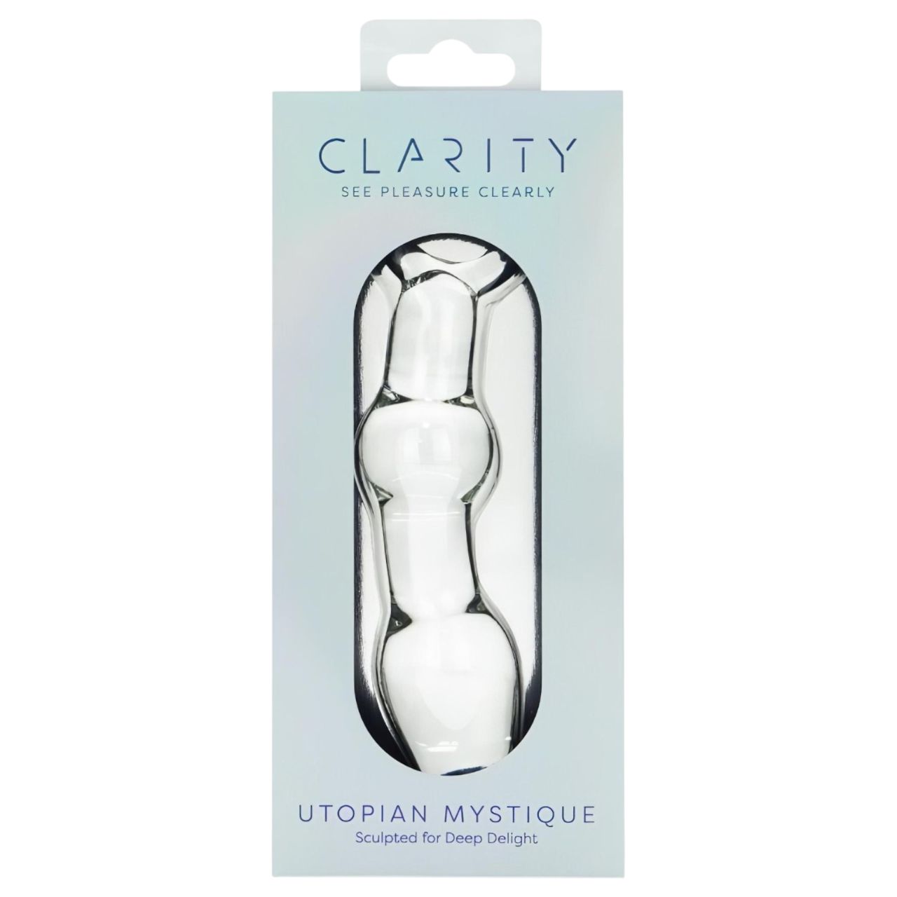 Clarity Utopian Mystique - bordázott üveg anál dildó (átlátszó)