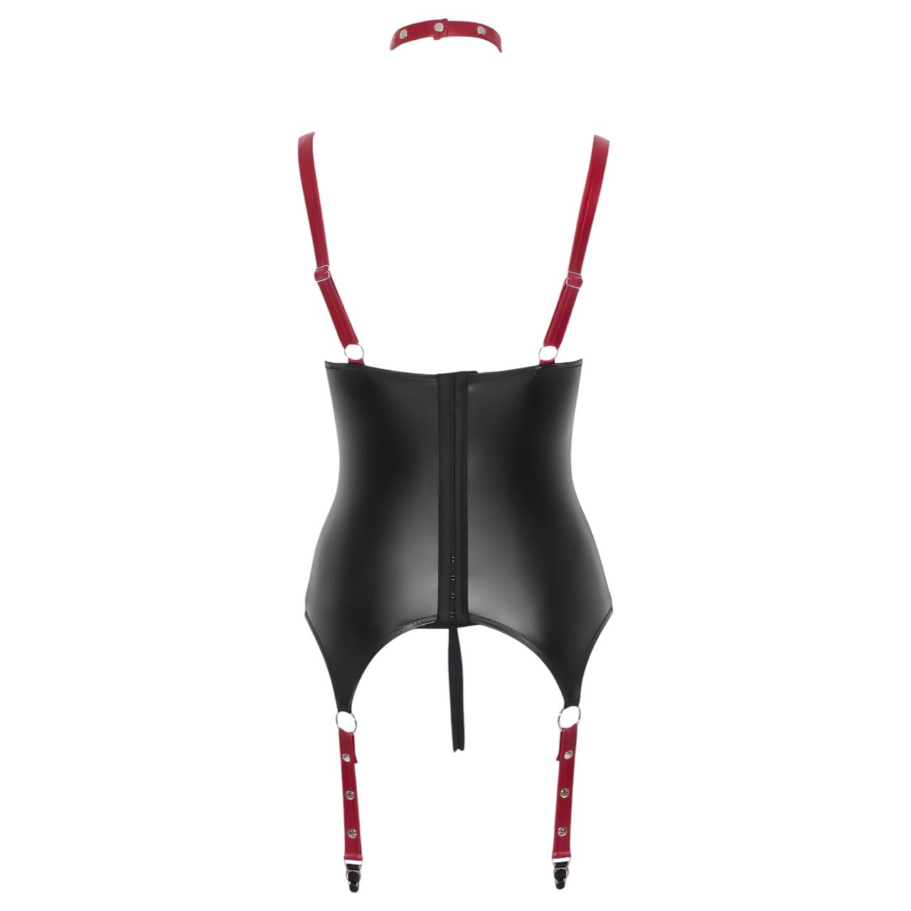 Cottelli Bondage - fényes, push-up felső nyakörvvel (fekete)