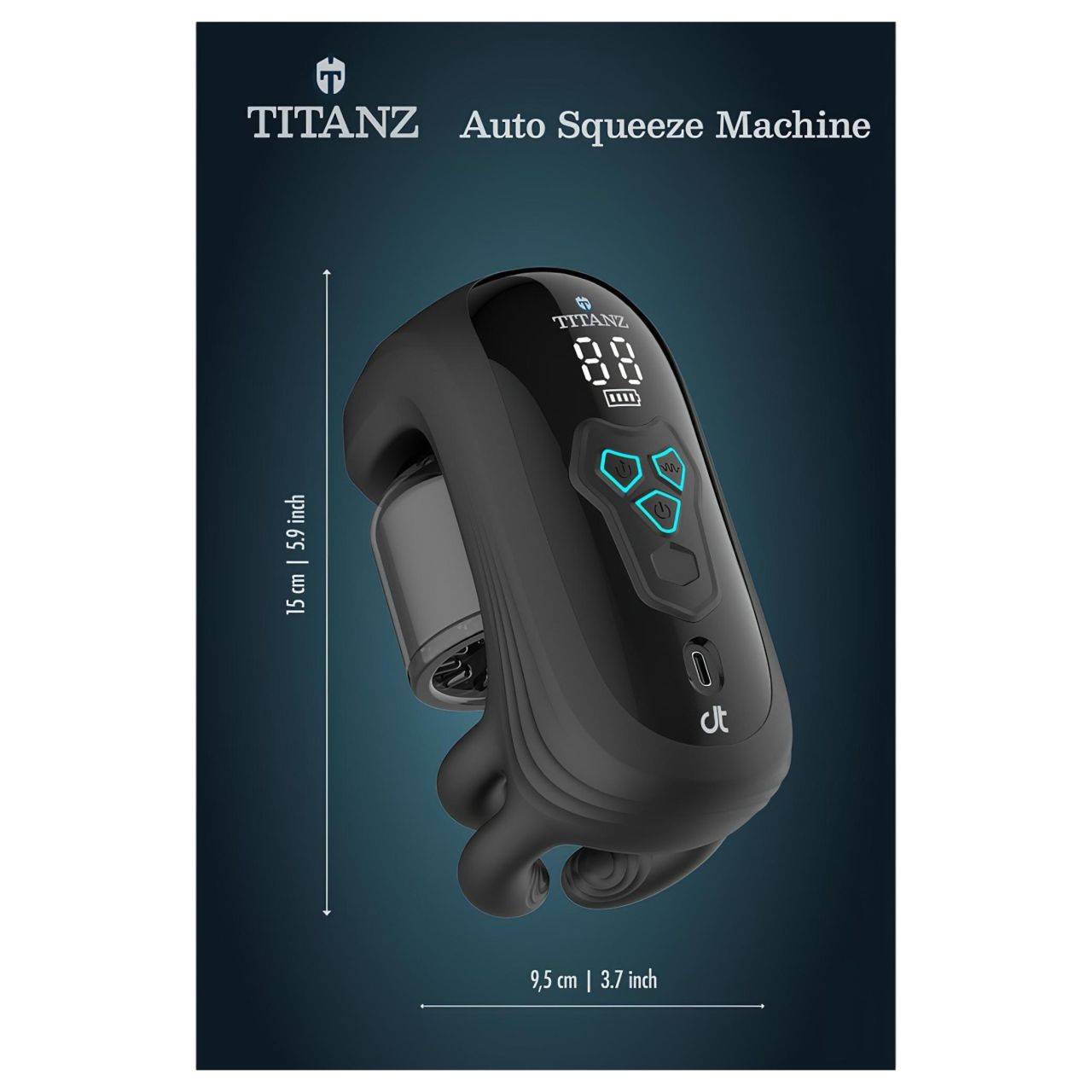 Titanz Auto Squeeze - automata szorító maszturbátor férfiaknak (fekete)