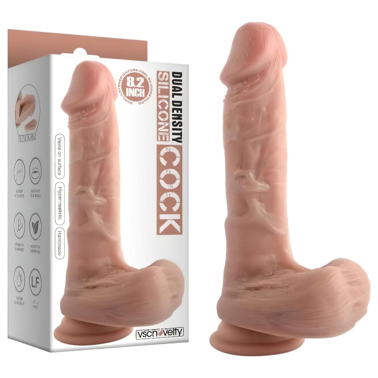 / Dual Density - tapadókorongos, herés élethű dildó - 20 cm (testszínű) / Dual Density - tapadókorongos, herés élethű dildó - 20 cm (testszínű)