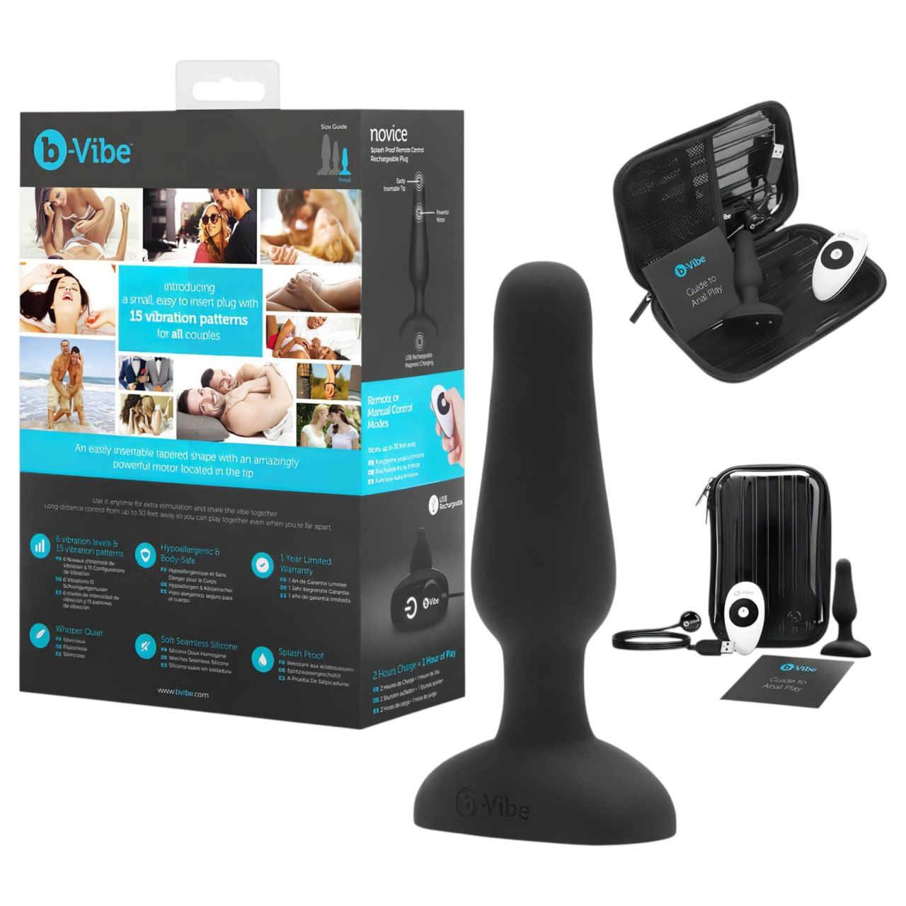 b-Vibe Novice - rádiós anál vibrátor kezdőknek (fekete)