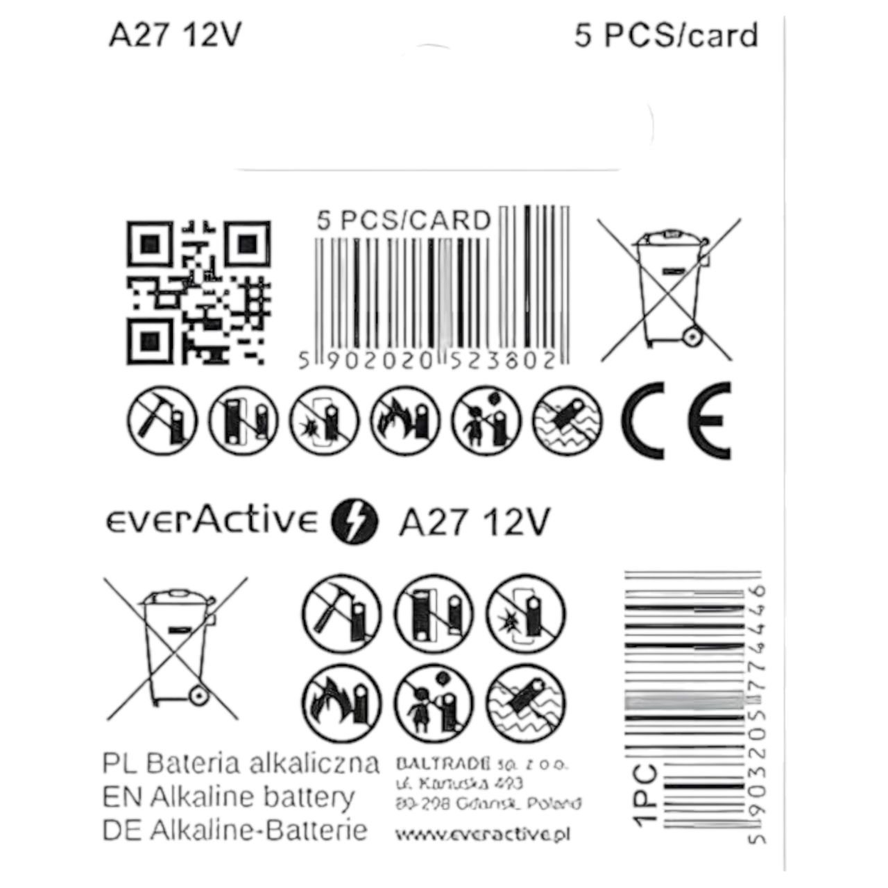 12V-os alkáli elem (27A, MN27) távirányítóhoz (1 db) 12V-os alkáli elem (27A, MN27) távirányítóhoz (1 db)