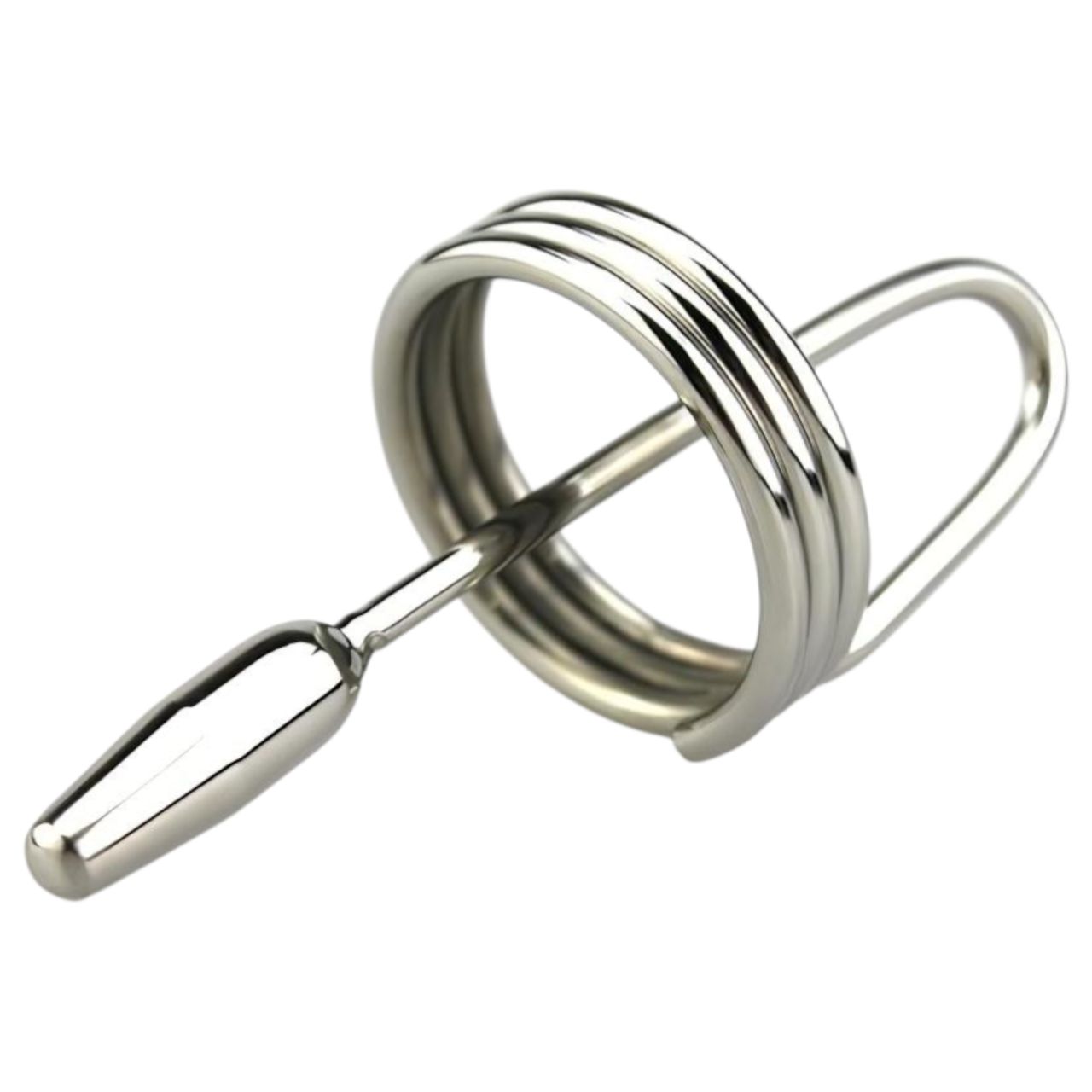 DeepRing - ezüst gyűrűs fém dilátor, húgycsőtágító rúd (9 cm)
